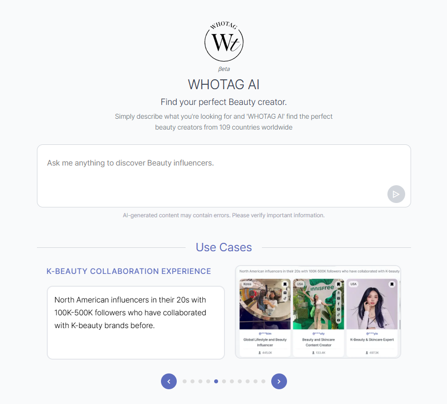 AI로 찾는 인플루언서 ‘WHOTAG’ 글로벌 요금제 론칭 27-Image